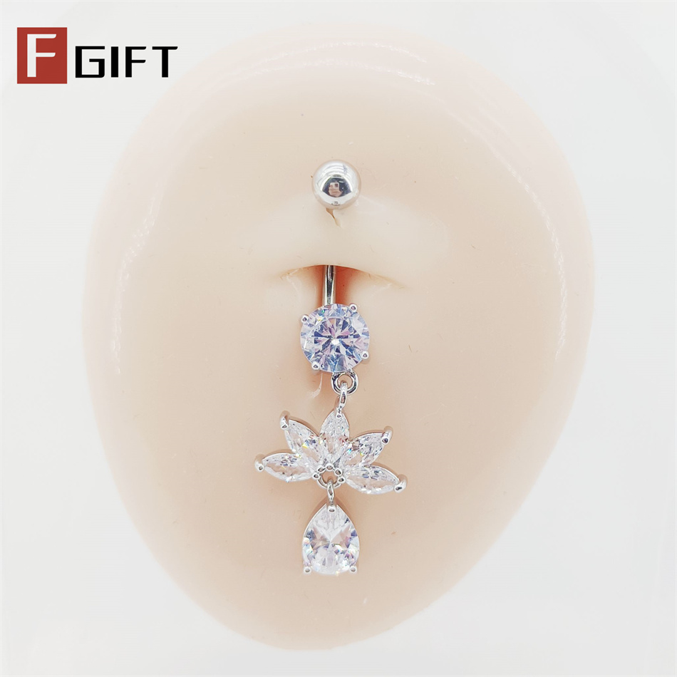 Pilates Yoga Barre - Zircon Yoga Lotus Flower Dangle Belly