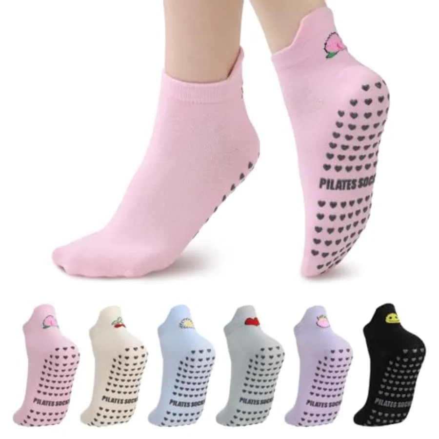 6 Pairs Pilates Socks with Gri – обзор и цена Pilates Yoga Barre