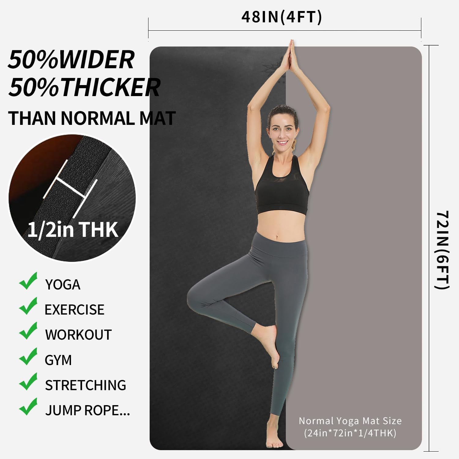 Extra Thick TPE Yoga Mat 6'x4' – обзор и цена Pilates Yoga Mat