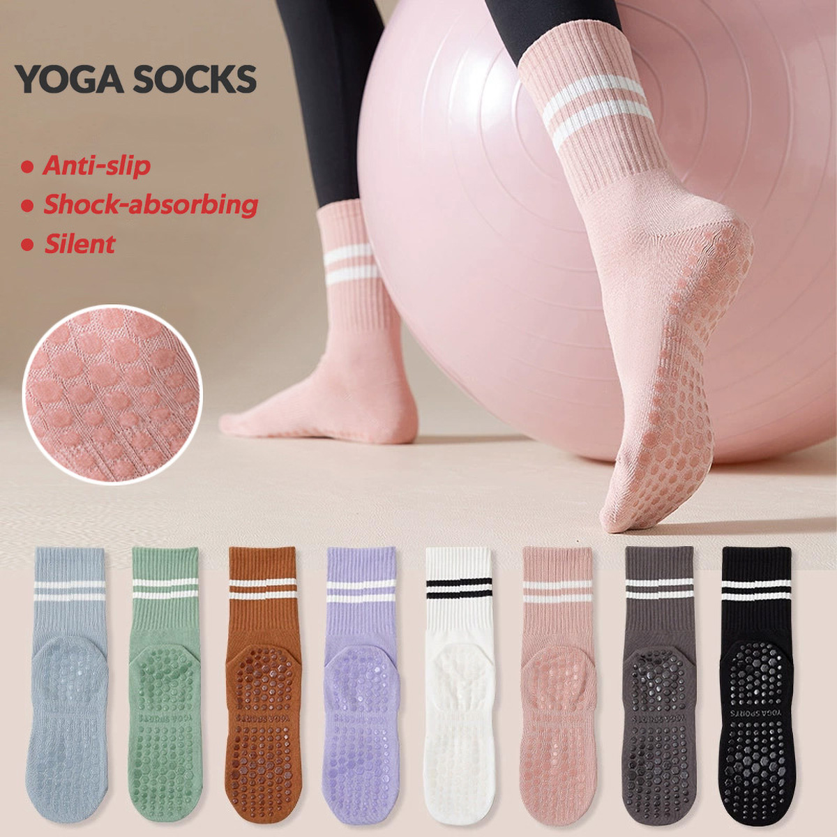 3 Pairs Long Yoga Socks with G – обзор и цена Pilates Yoga Barre