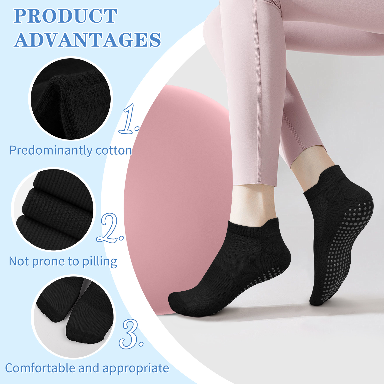 3 Pairs Yoga Socks Women Cotto – обзор и цена Yoga Pilates Yoga